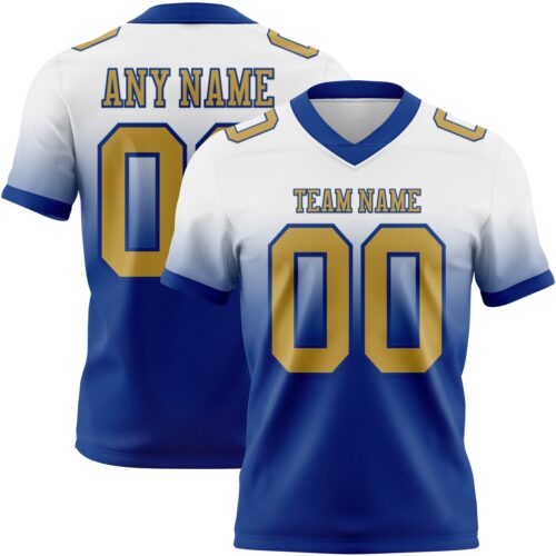 FadeFashion1501 Custom White Old Gold-Royal Authentic Fade Fashion Football Jersey