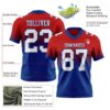 Custom Red White-Royal Authentic Fade Fashion Football Jersey