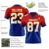 Custom Red White Royal-Gold Authentic Fade Fashion Football Jersey