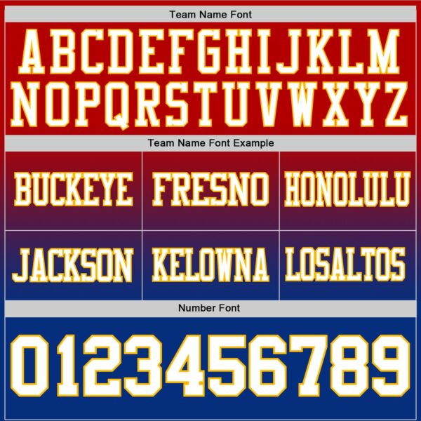 Custom Red White Royal-Gold Authentic Fade Fashion Football Jersey