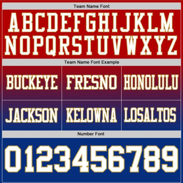 Custom Red White Royal-Old Gold Authentic Fade Fashion Football Jersey