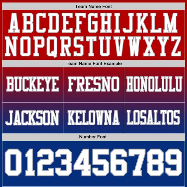 Custom Red White Royal-Gray Authentic Fade Fashion Football Jersey