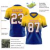 Custom Yellow White Royal-Red Authentic Fade Fashion Football Jersey