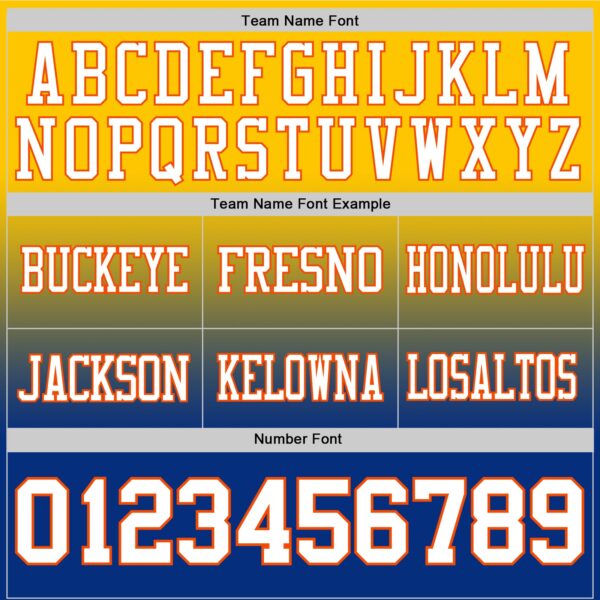 Custom Yellow White Royal-Orange Authentic Fade Fashion Football Jersey