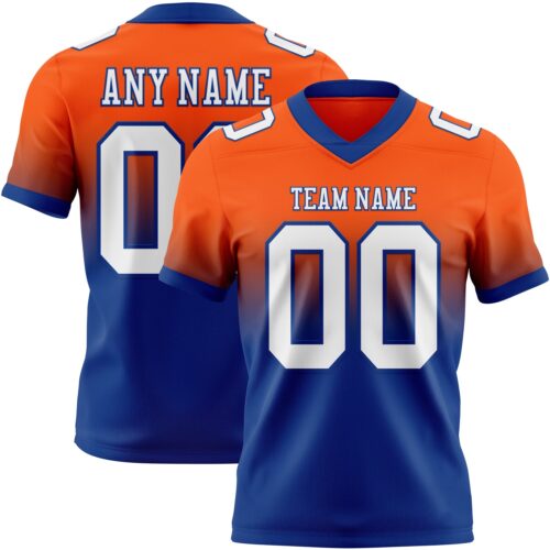 Custom Orange White-Royal Authentic Fade Fashion Football Jersey