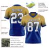 Custom Old Gold White-Royal Authentic Fade Fashion Football Jersey