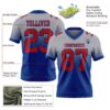 Custom Gray Red-Royal Authentic Fade Fashion Football Jersey