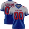 Custom Gray Red-Royal Authentic Fade Fashion Football Jersey