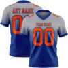 Custom Gray Orange-Royal Authentic Fade Fashion Football Jersey