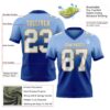 Custom Light Blue White Royal-Old Gold Authentic Fade Fashion Football Jersey