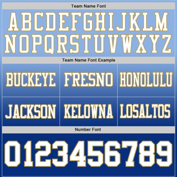 Custom Light Blue White Royal-Old Gold Authentic Fade Fashion Football Jersey