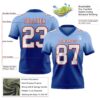 Custom Light Blue White Royal-Red Authentic Fade Fashion Football Jersey