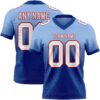 Custom Light Blue White Royal-Red Authentic Fade Fashion Football Jersey
