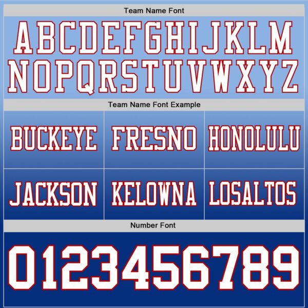 Custom Light Blue White Royal-Red Authentic Fade Fashion Football Jersey