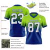 Custom Neon Green White-Royal Authentic Fade Fashion Football Jersey