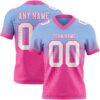 Custom Light Blue White-Pink Authentic Fade Fashion Football Jersey