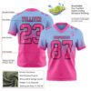 Custom Light Blue Pink-Black Authentic Fade Fashion Football Jersey
