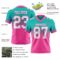 FadeFashion1525-1 Custom Aqua White-Pink Authentic Fade Fashion Football Jersey