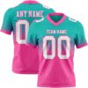 Custom Aqua White-Pink Authentic Fade Fashion Football Jersey