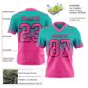 Custom Aqua Pink-Black Authentic Fade Fashion Football Jersey