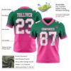 Custom Kelly Green White-Pink Authentic Fade Fashion Football Jersey