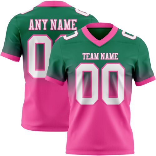 FadeFashion1527 Custom Kelly Green White-Pink Authentic Fade Fashion Football Jersey