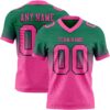 Custom Kelly Green Pink-Black Authentic Fade Fashion Football Jersey