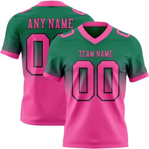 FadeFashion1528 Custom Kelly Green Pink-Black Authentic Fade Fashion Football Jersey