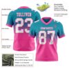 Custom Teal White-Pink Authentic Fade Fashion Football Jersey
