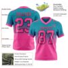 Custom Teal Pink-Black Authentic Fade Fashion Football Jersey