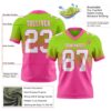 Custom Neon Green White-Pink Authentic Fade Fashion Football Jersey