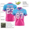 Custom Sky Blue White-Pink Authentic Fade Fashion Football Jersey