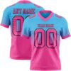Custom Sky Blue Pink-Black Authentic Fade Fashion Football Jersey