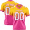 Custom Yellow White-Pink Authentic Fade Fashion Football Jersey