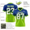 Custom Royal White-Neon Green Authentic Fade Fashion Football Jersey
