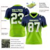 Custom Navy White-Neon Green Authentic Fade Fashion Football Jersey