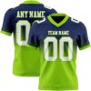 Custom Navy White-Neon Green Authentic Fade Fashion Football Jersey