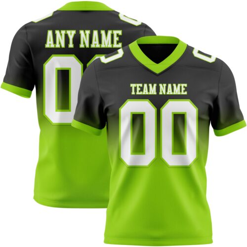 Custom Black White-Neon Green Authentic Fade Fashion Football Jersey