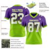 Custom Purple White-Neon Green Authentic Fade Fashion Football Jersey