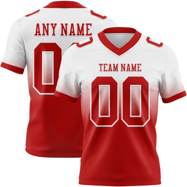 Custom White Red Authentic Fade Fashion Football Jersey