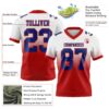 Custom White Royal-Red Authentic Fade Fashion Football Jersey