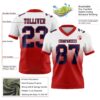 Custom White Navy-Red Authentic Fade Fashion Football Jersey