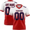 Custom White Navy-Red Authentic Fade Fashion Football Jersey