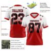 Custom White Black-Red Authentic Fade Fashion Football Jersey