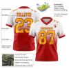 Custom White Gold-Red Authentic Fade Fashion Football Jersey