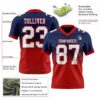 Custom Navy White-Red Authentic Fade Fashion Football Jersey
