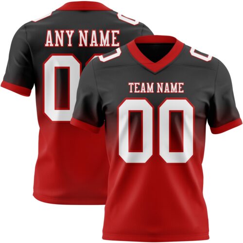 FadeFashion1548 Custom Black White-Red Authentic Fade Fashion Football Jersey