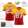 Custom Gold White-Red Authentic Fade Fashion Football Jersey