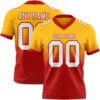 Custom Gold White-Red Authentic Fade Fashion Football Jersey