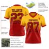 Custom Gold Red-Black Authentic Fade Fashion Football Jersey